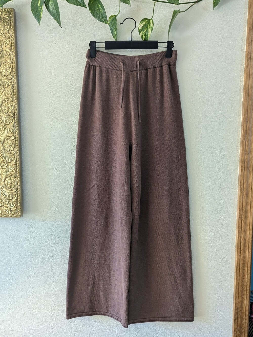 Chocolate Brown Wide Leg Knit Pants